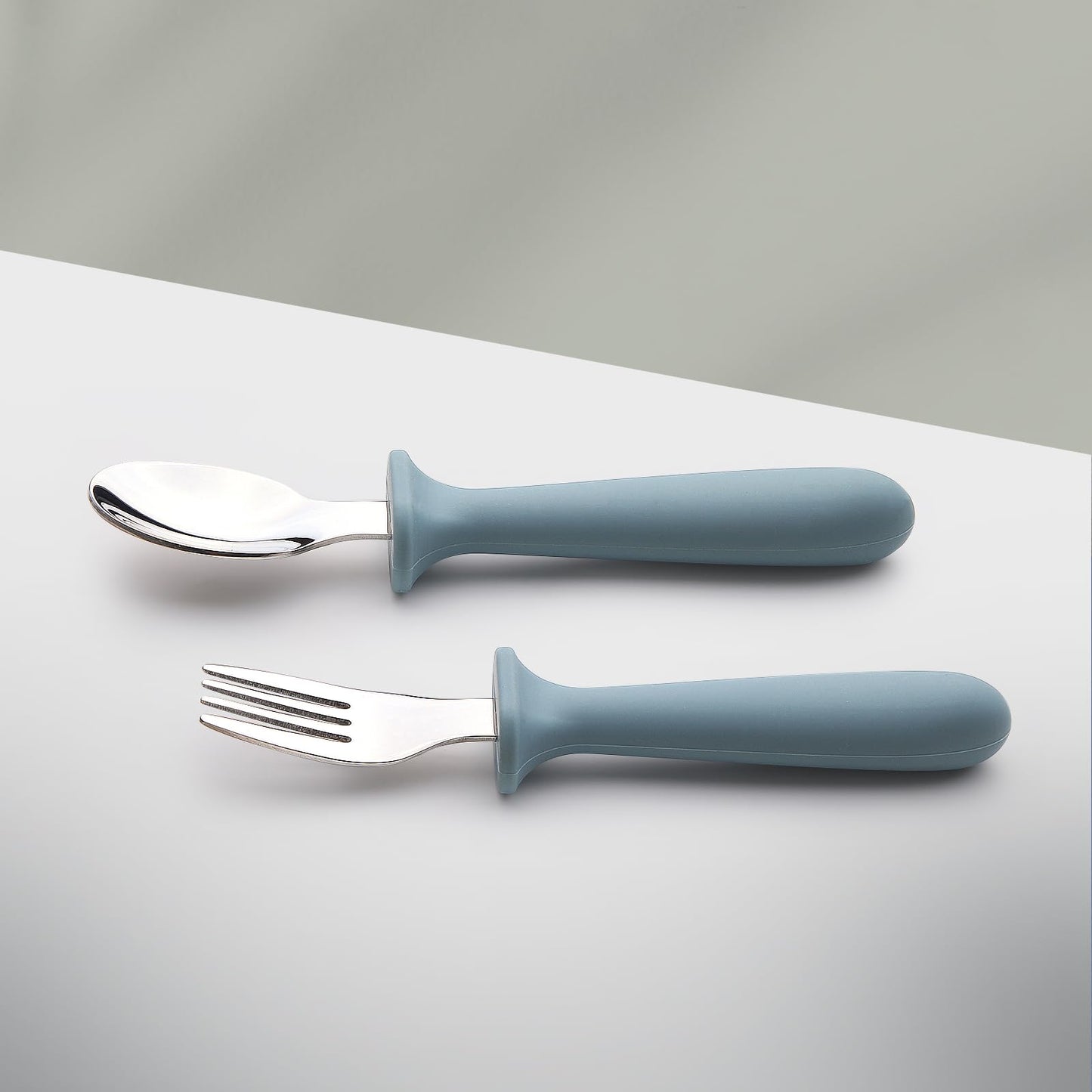 Eascrozn Baby Feeding Set, 2 Pack Silicone Divided Suction Plates for Baby, 2 Pack Spoons and Forks Set, BPA Free, Baby Led Weaning Supplies for Toddler Utensils