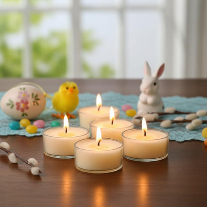 Ivory Tea Lights Candle Set of 24, Jasmine Scented Tealight Candles, Handmade Tea Candles, Long Burning Tealights for Romantic Wedding Home Decor Gift