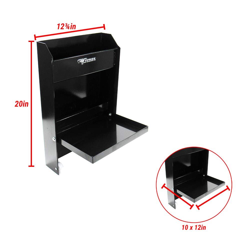 Pit Posse 458BK Jr Work Station Storage Cabinet Shelf Rack Holder Caddy - Made in USA - Garage Enclosed Race Trailer Automotive Mechanics Shop Storage Organizer Aluminum (Black)