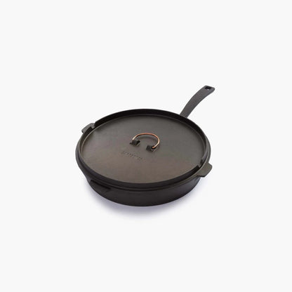 Barebones 12-Inch All-In-One Cast Iron Skillet Set- Skillet with Cast Iron Dutch Oven Style Lid - Camping Cookware Set