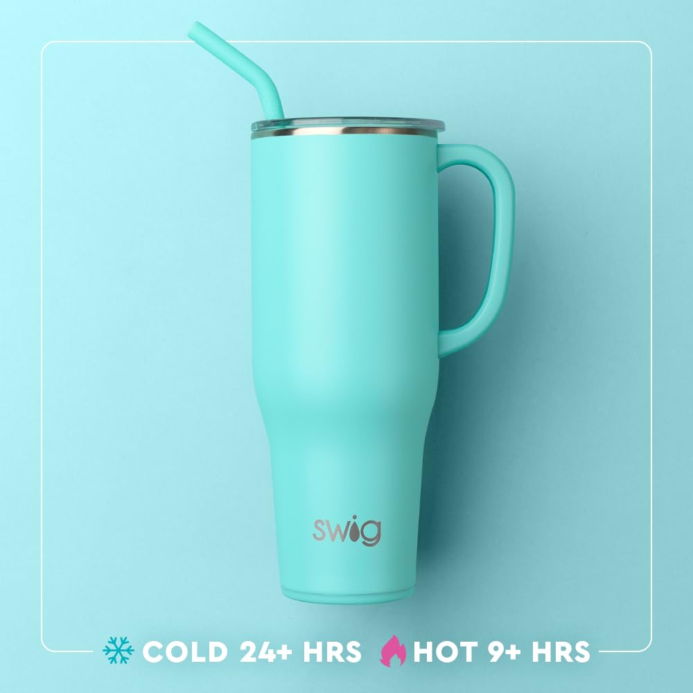 Swig Life 40oz Mega Mug, 40 oz Tumbler with Handle and Straw, Cup Holder Friendly, Dishwasher Safe, Large Stainless Steel Insulated Tumbler, Lightweight Cowgirl Cups, Cowgirl Gifts (Let's Go Girls)