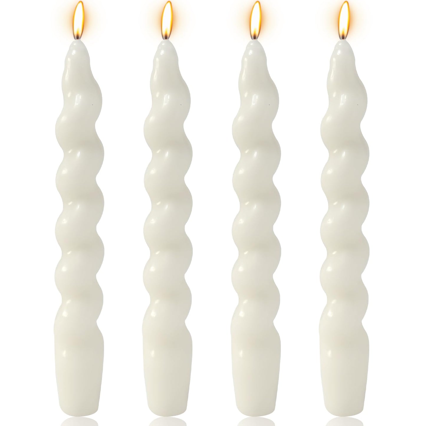 4 Pack 7 Inch White Spiral Taper Candles, Unscented Dripless Twisted Fat Candlesticks for Home Décor Party Wedding and Celebrations