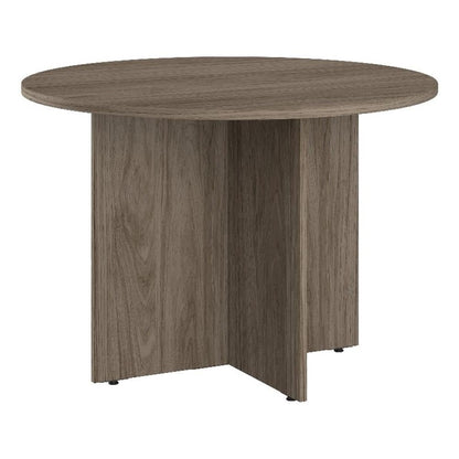 Bush Business Furniture 42-inch Round Conference Table with Wood Base, Circular Meeting Room Desk for 4 Users, Modern Hickory