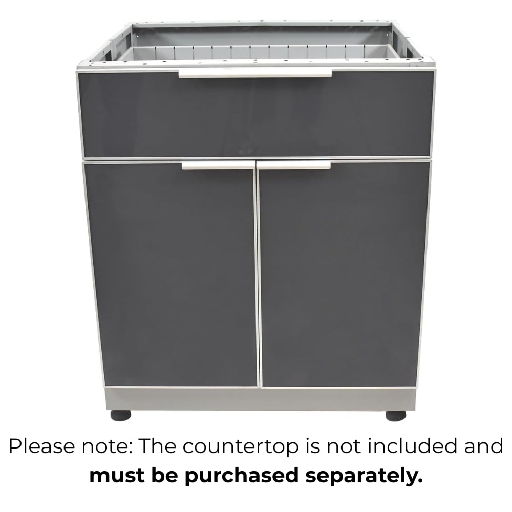 Blue Sky Outdoor Living, OKC3024GDR1DG, 2-Door, 1-Drawer Outdoor Kitchen Cabinet – Durable Weather-Resistant Storage for Patios, Backyards, and Grilling Stations – Slate Gray