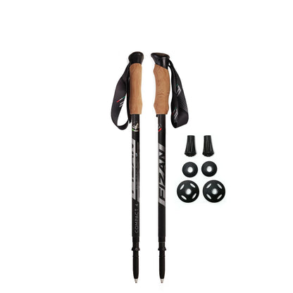 Fizan Compact 4 Trekking Poles – Ultralight, Backpacking, Thru Hiking Poles, Adjustable, Collapsible, Customized Fit, Cork Grips, Aluminum Walking Sticks (Black/EVA Cork)