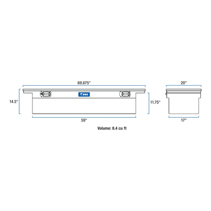 UWS EC10481 Pull Handle 69-Inch Heavy-Wall Aluminum Truck Tool Box with Low Profile, RigidCore Lid