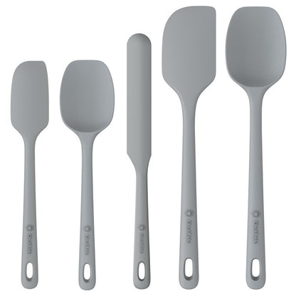 ChefAide 5 Pieces Silicone Spatula Set, Food Grade Rubber Spatula, Upgrade Strong Handle with Ergonomic Grip, Heat Resistant Up to 600°F for Nonstick Cookware, Cooking