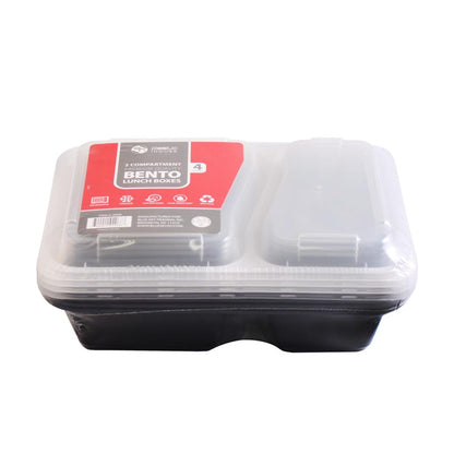Bento Lunch Boxes - 2 Compartment, Plastic - Case of 96 - For Meal Prep, Lunches & Takeout