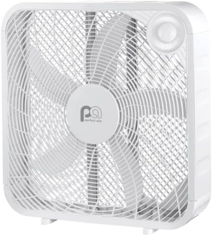 PerfectAire 20-Inch High-Performance 3-Speed Box Fan - Ideal for Home Cooling & Air Circulation
