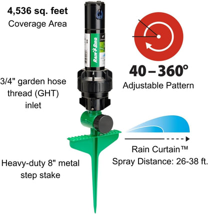 Rain Bird 42SASPG Gear Drive Rotor Sprinkler - Adjustable 40°-360° Pattern, 26'-38' Spray Distance
