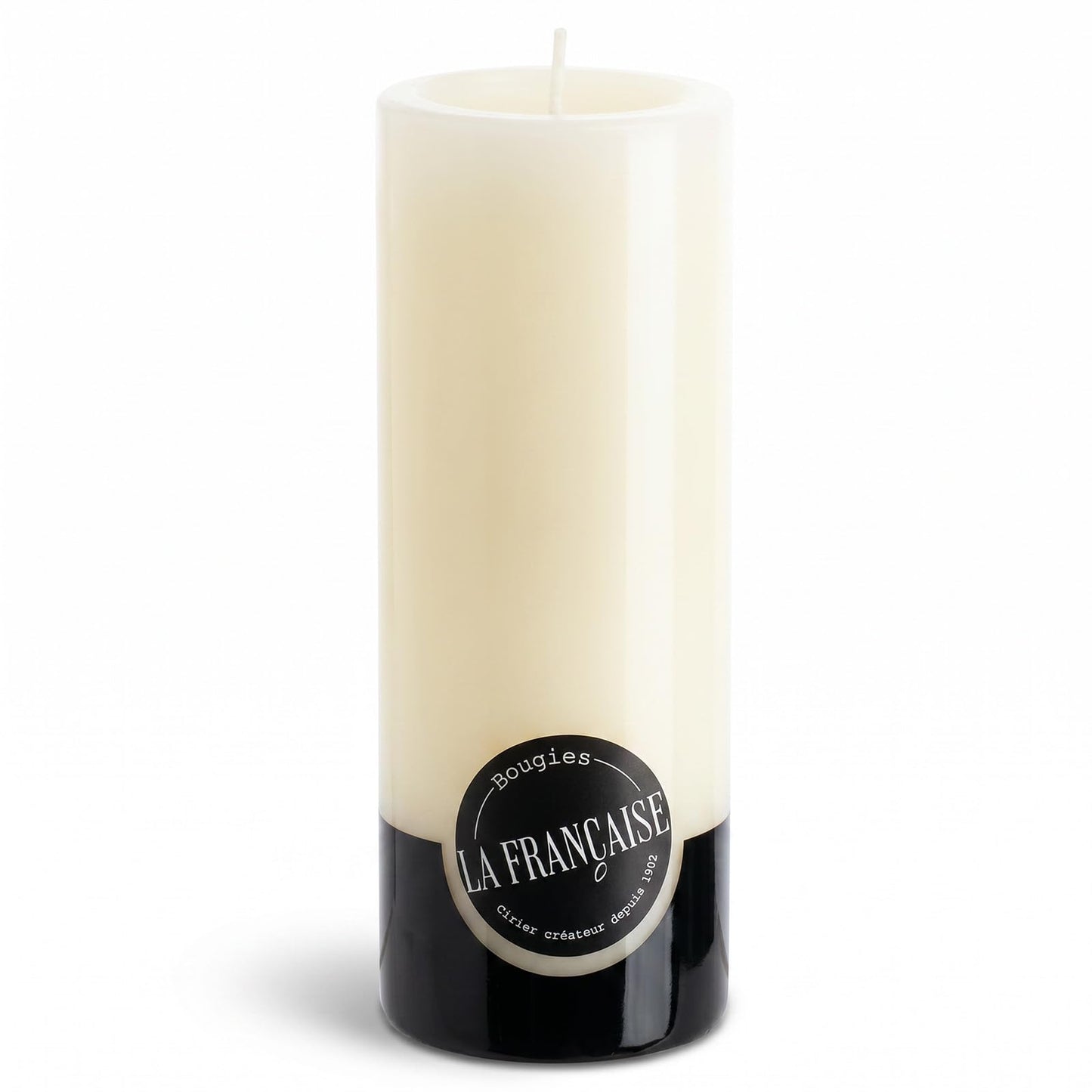Bougies La Française Unscented Pillar Candle, Ivory, Made in Tunisia, Ready-to-Light Cotton Wick Included, Vegetable Wax Decorative Candle, 3.15" Diameter × 7.87" Tall, Approx. 125-Hour Burn Time