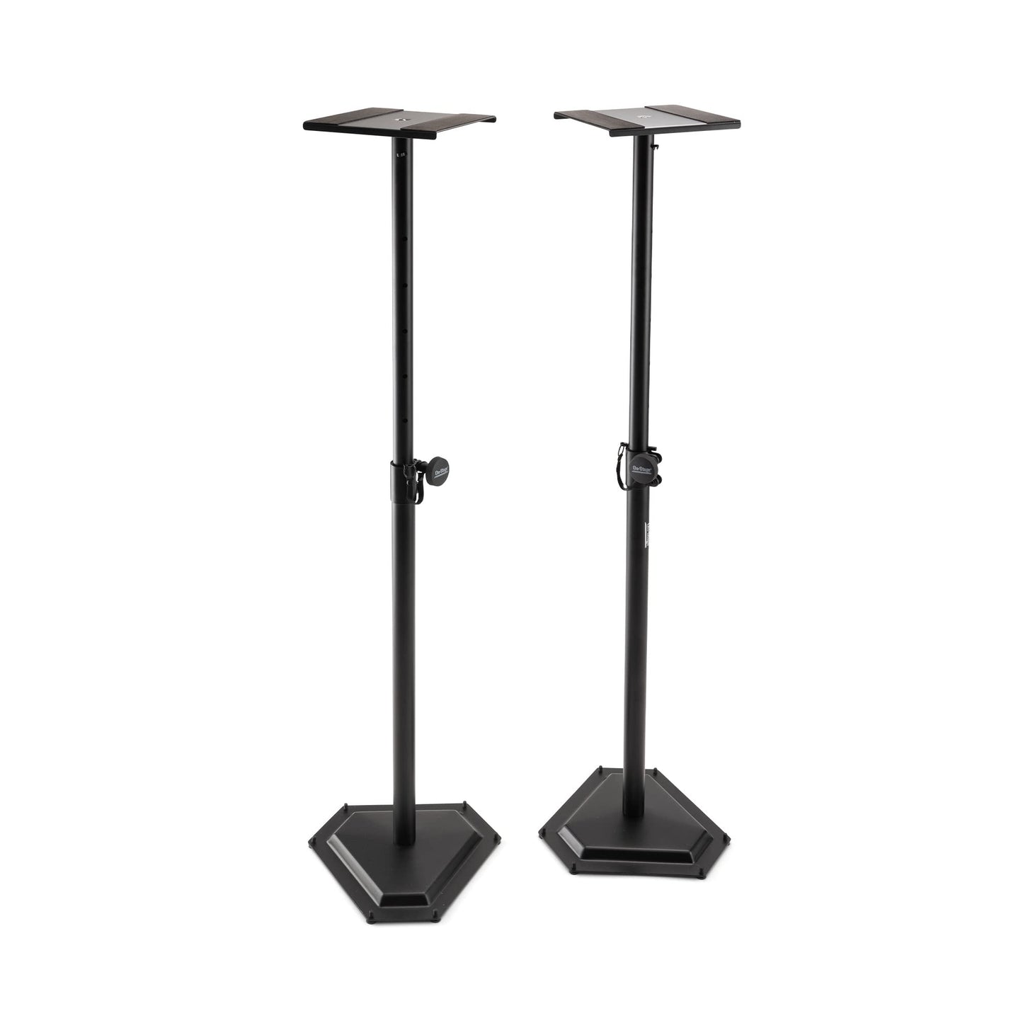 On-Stage SMS6600-P Hex-Base Monitor Stands Pair(Height-Adjustable Pedestal Studio Speaker Stands, Locking Pin, Hexagonal Base, Steel Construction, Nonslip Rubber Feet, Optional Floor Spikes, Black)