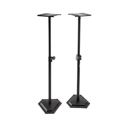 On-Stage SMS6600-P Hex-Base Monitor Stands Pair(Height-Adjustable Pedestal Studio Speaker Stands, Locking Pin, Hexagonal Base, Steel Construction, Nonslip Rubber Feet, Optional Floor Spikes, Black)