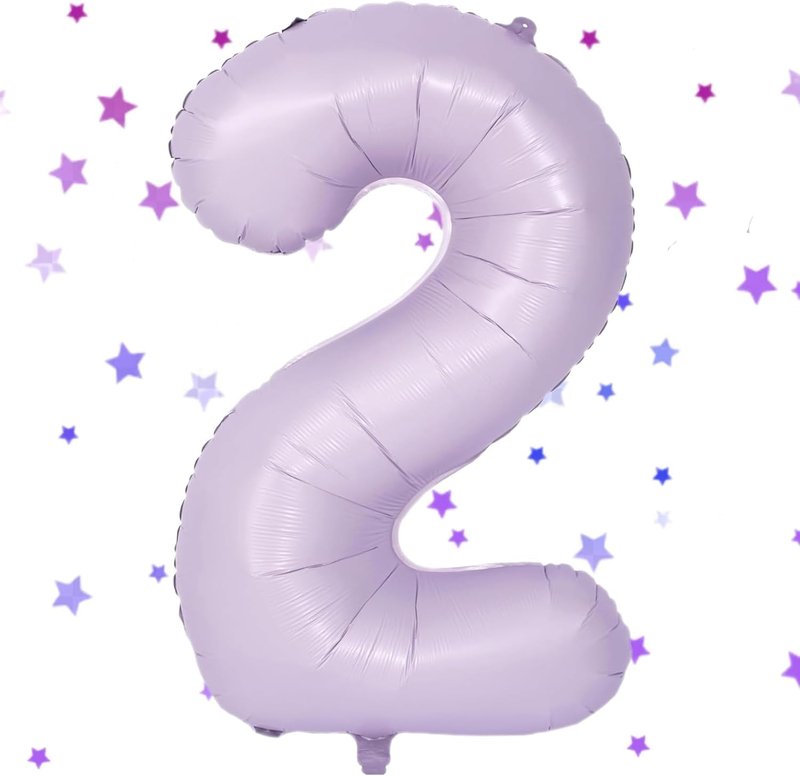 40 Inch Purple Number Balloons Light Purple 2 Balloon Matte purple Birthday Balloons 0-9 Birthday Wedding Party digital Decorations (Number 2)