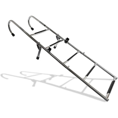 MARINE CITY 2+3 Step Telescoping Folding Ladder – 304 Grade Stainless Steel, 400 lb Capacity – Compact, Sturdy Design for Easy Installation on Boats, Pontoons, RVs, and Ships