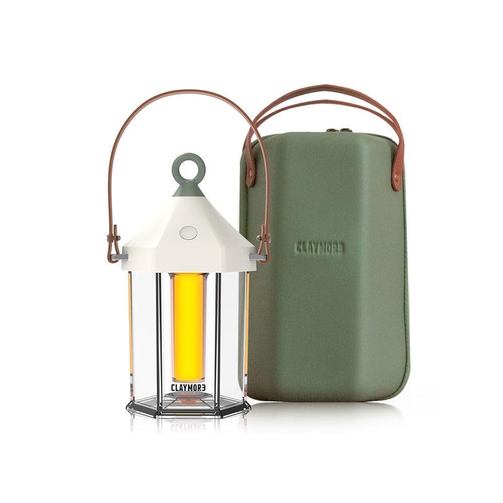 CLAYMORE Cabin Lamp (Ivory) - Aesthetic Portable Lantern for Outdoor Glamping, Camping, Events, Parties & Tents. USB-C Charging, Up to 55 Hours Battery Life, 3 Light Modes.