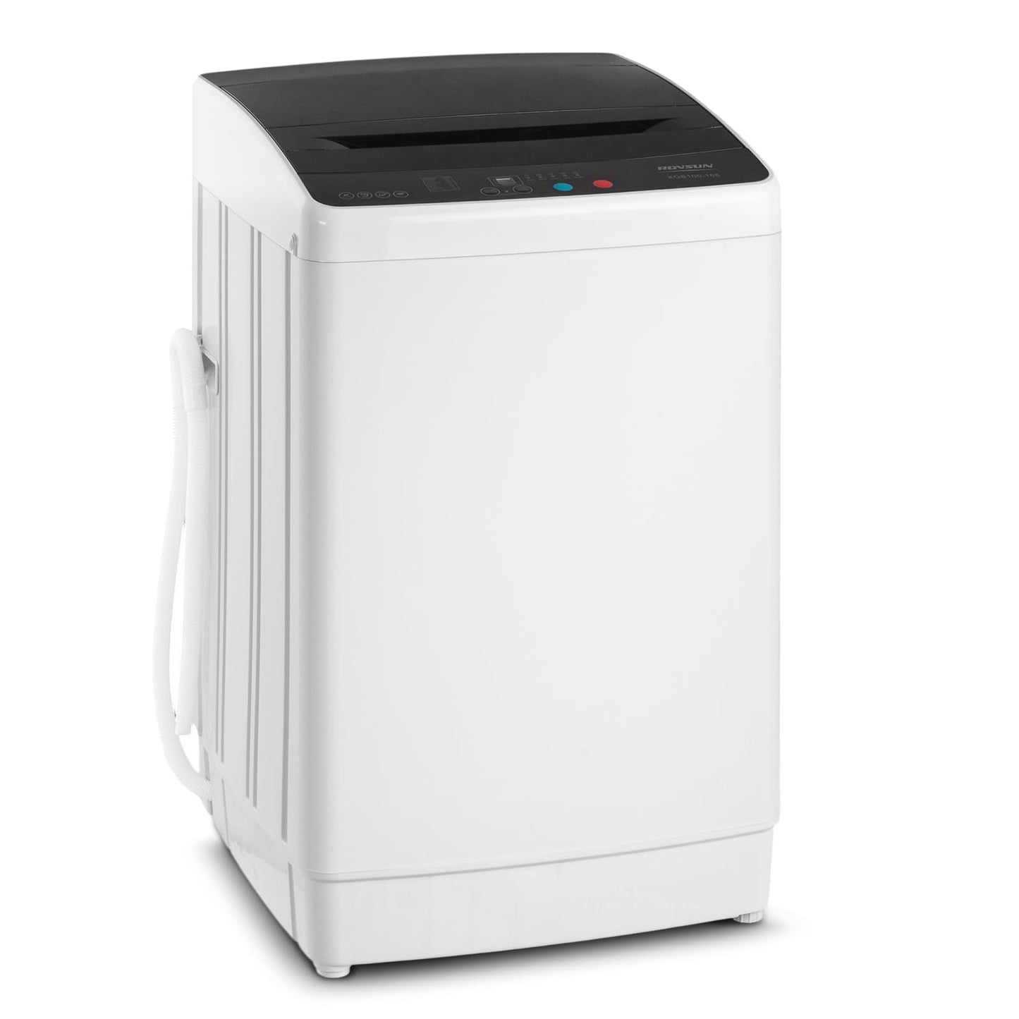 ROVSUN 30LBS Washing Machine, Full-Automatic Portable Washer with Stainless Steel Drum, Electric Laundry Machine, Washer and Spin Dryer Combo with Drain Pump for Home, Apartment