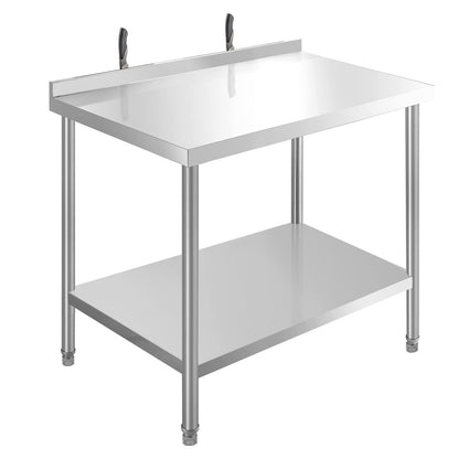 HXCFYP 36 x 24 Inches Stainless Steel Table for Prep & Work with Backsplash and Knife Block for Restaurant, Home and Hotel