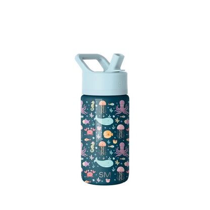 Simple Modern Kids Summit Water Bottle with Straw Lid | 14oz Stainless Steel Cup Insulated Tumbler for Toddlers, School | Under the Sea