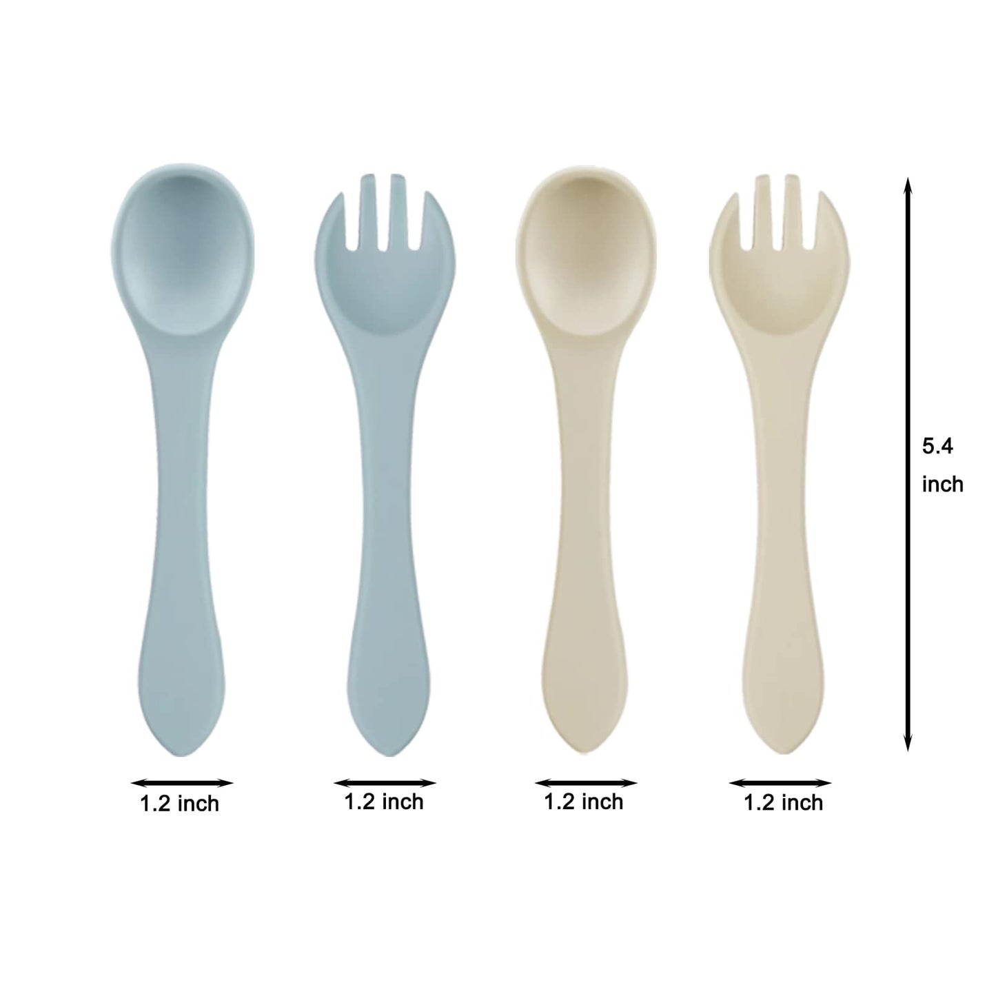PandaEar Silicone Baby Feeding Set| 2 Divided Suction Plate + 2 Suction Bowl + 2 Tiny Cup with 2 Spoons| Baby Led Weaning Supplies Self Feeding Utensils (Blue White)