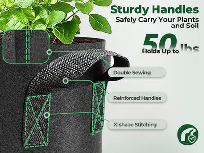T4U 1 Gallon Grow Bags - Heavy Duty Nonwoven Fabric Pots with Handles | Perfect for Herbs & Plants (5 Pack)