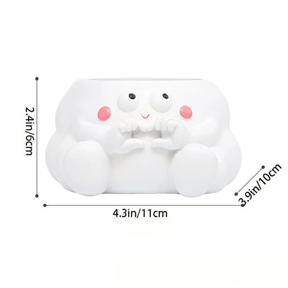 HDKXBEJ Cloud-Shaped Small Succulent Planters, 3.4''Dog Cute Plant Pots with Drainage Holes Funny Resin Flower Pots for Indoor Outdoor Home Office Gifts (C)