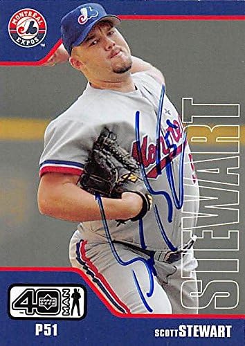 Sports Memorabilia Autograph Warehouse 244857 Scott Stewart Autographed Baseball Card - Montreal Expos FT 2002 Upper Deck Fortyman - No. 718