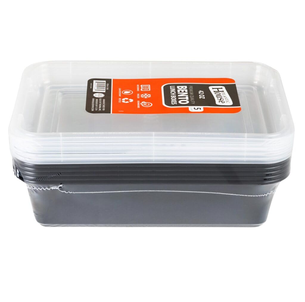 Rectangular Bento Lunch Boxes - 42 oz, Plastic - Case of 120 - For Meal Prep, Lunches & Takeout