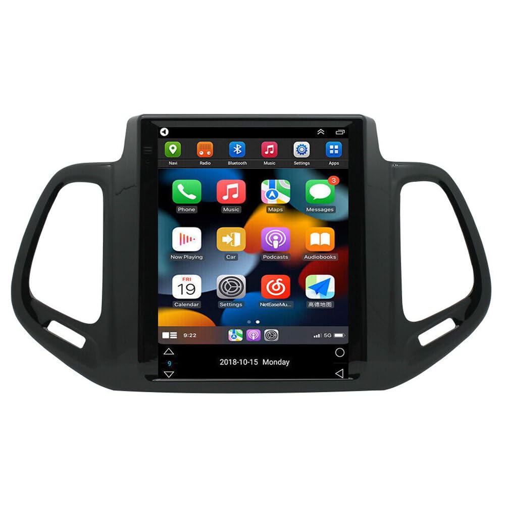 for Jeep Patriot Compass Radio 2017-2019 Car Stereo Wireless/Wired Apple Carplay Android Auto EQ with 9.7" Tesla Touchscreen GPS Navigation Built-in DSP Bluetooth Head Unit Free Backup Camera