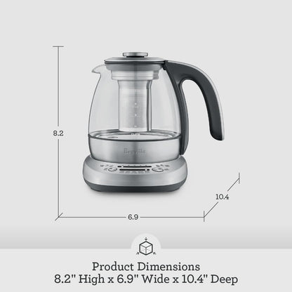 Breville BTM500CLR Tea Maker Compact Infuser and Water Kettle, 4 Cup, Brushed Stainless Steel and Glass