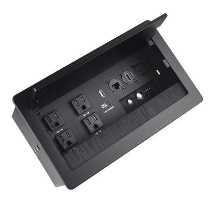Conference Table Power hub Conference Table connectivity Box recessed Outlet Desk Outlet recessed Power Strip USB-c 65W Outlet Plug with USB Ports countertop Outlet Socket (Black)