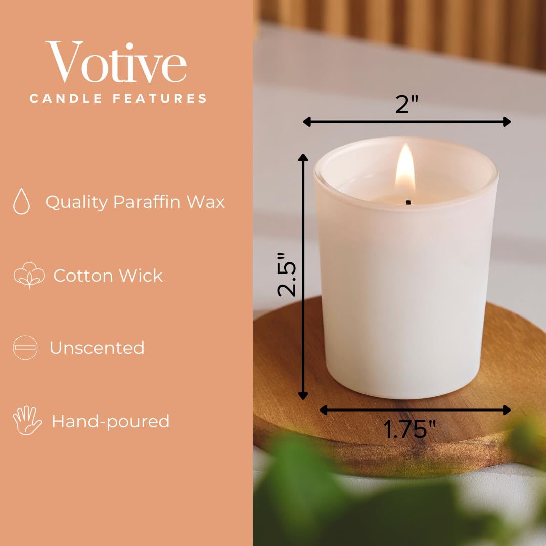 Simply Soson Votive Candles Bulk, 24 Filled White Votive Candle Holder, 10 Hours Burn time, Small Bulk Candles, Unscented Candle, Candle Votives for Wedding, Holiday