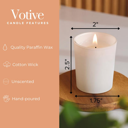 Simply Soson Votive Candles Bulk, 24 Filled White Votive Candle Holder, 10 Hours Burn time, Small Bulk Candles, Unscented Candle, Candle Votives for Wedding, Holiday