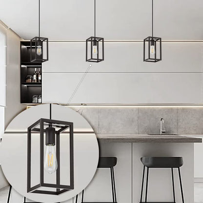 Dolaimy House 3 Pack Rustic Farmhouse Pendant Light, Metal Cage, Oil-Rubbed Bronze Finish, Model 3142CD102