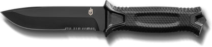 Gerber Gear StrongArm - Fixed Blade, Full Tang Knife - Camping Knife with Multiple Carry Options - Made in USA - Black, Serrated Edge
