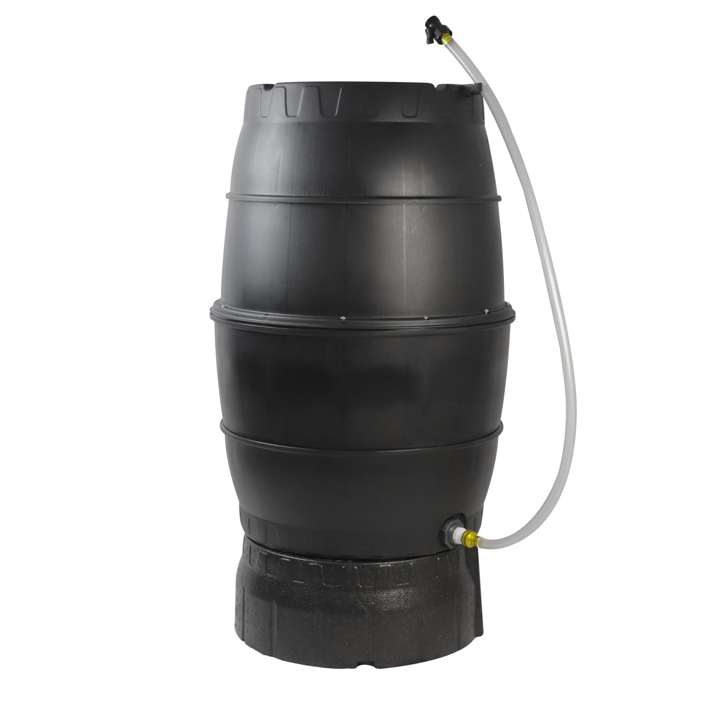 SQUEEZE master 50 Gallon Rainwater Collection Barrel with Stand-BPA Free Home Rain Catcher with Outlet Hose-Flatback Designed Water Storage Collection Barrel for Gardens and Plants