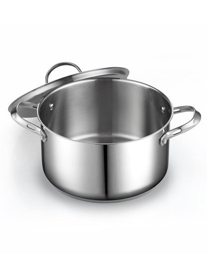 Cooks Standard 18/10 Stainless Steel Stockpot 6-Quart, Classic Deep Cooking Pot Canning Cookware Dutch Oven Casserole with Stainless Steel Lid, Silver