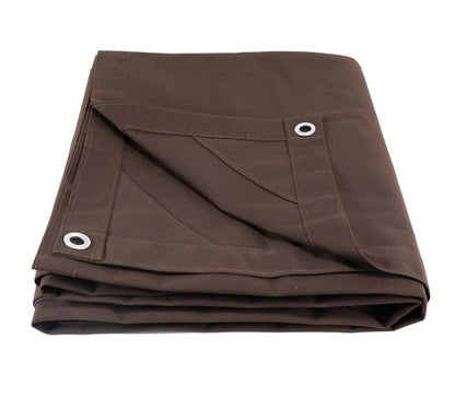 Mytee Products 20' x 20' Dark Brown 12oz Canvas Tarp with Grommets - Water Resistant - Heavy Duty Canvas Tarps - Multipurpose Tarpaulin Cover for Canopy Tent, Roof, Camping, Semi Trucks & Cargo