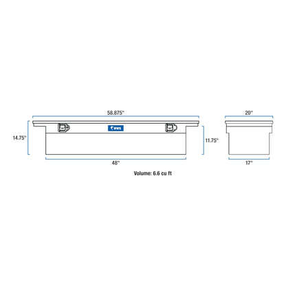 UWS EC10141 58-Inch Heavy-Wall Aluminum Truck Tool Box with Low Profile, RigidCore Lid
