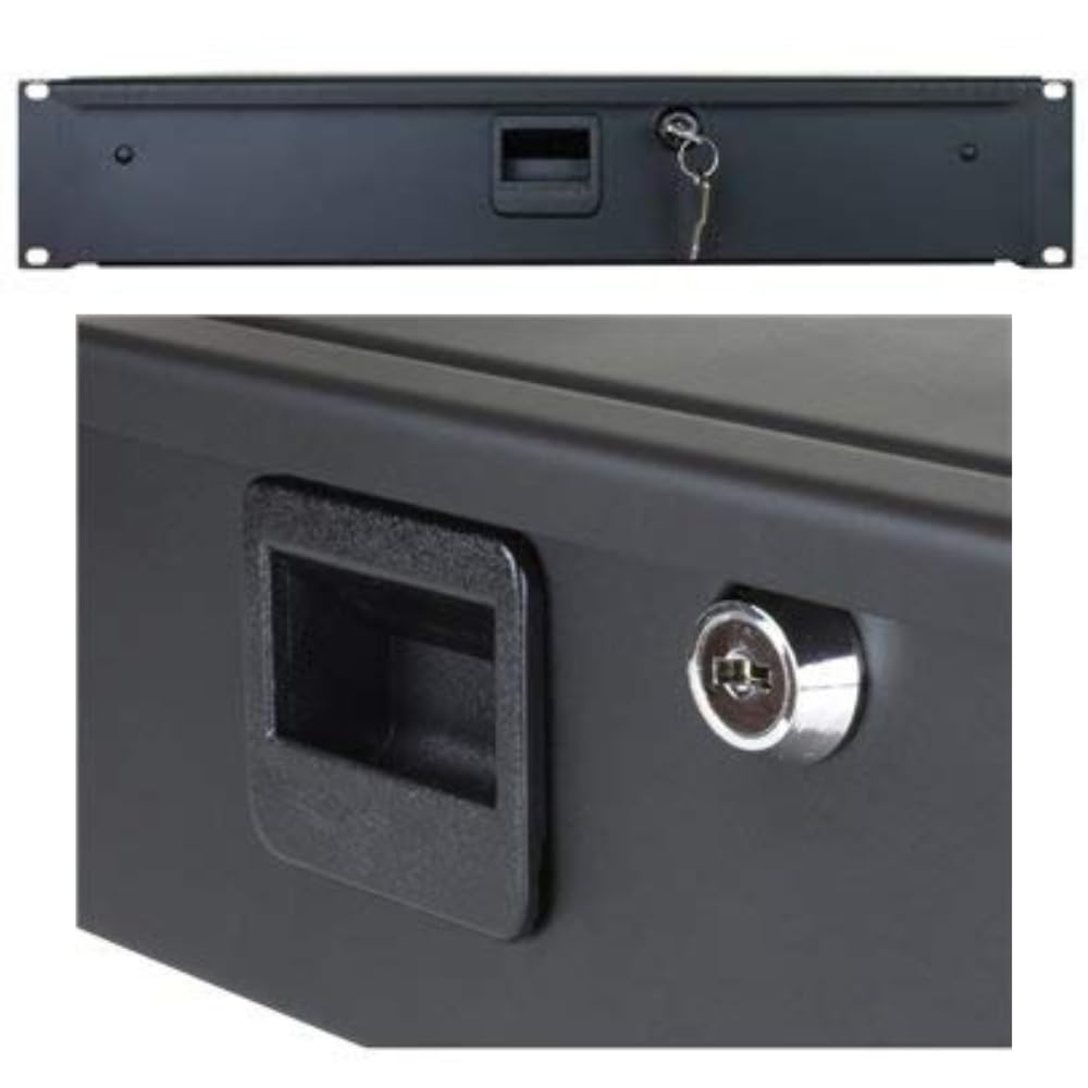 Penn Elcom 3233LK 3 Space (3U) Steel Rack Drawer with Slam Latch & Keyed Lock, 15.25 Inch Deep