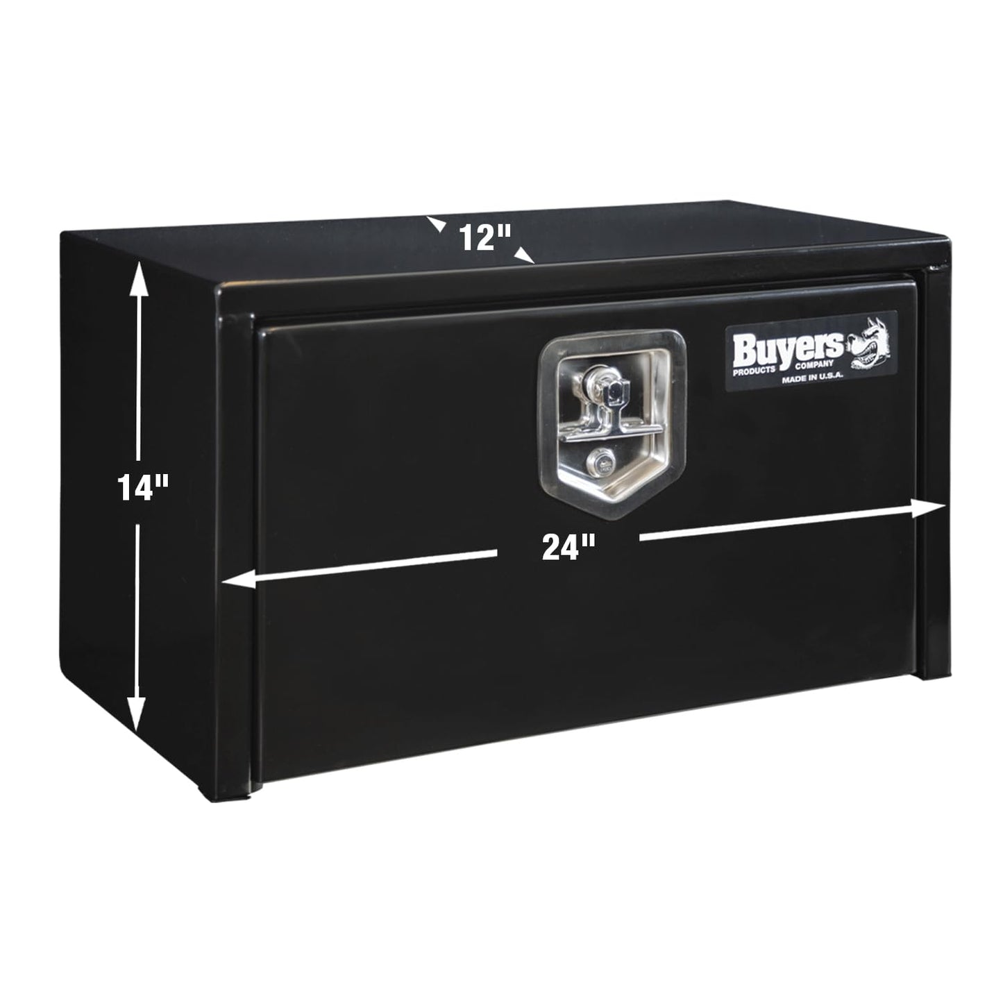 Buyers Products 1703350 Black Steel Underbody Truck Tool Box – 14 x 12 x 24 Inch - Truck Bed & Underbelly RV Storage Box, Locking T-Latch, Weather-Resistant, Heavy-Duty Flatbed Job Box, Made in USA
