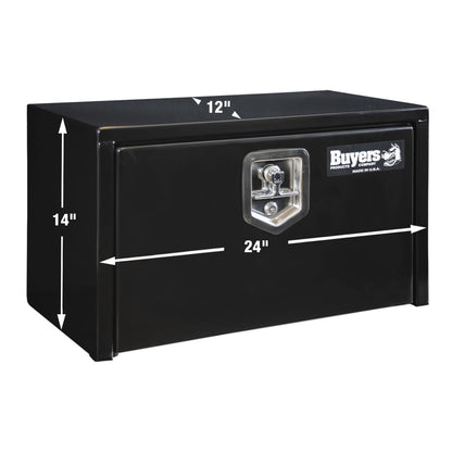 Buyers Products 1703350 Black Steel Underbody Truck Tool Box – 14 x 12 x 24 Inch - Truck Bed & Underbelly RV Storage Box, Locking T-Latch, Weather-Resistant, Heavy-Duty Flatbed Job Box, Made in USA