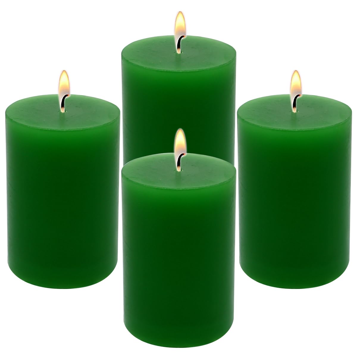 4 Packs 2x3 Inch Green Pillar Candles Small 24 Hours Unscented Dripless Cylinder Colored Candles for St. Patrick's Day Easter Home Dinner Table Wedding Party