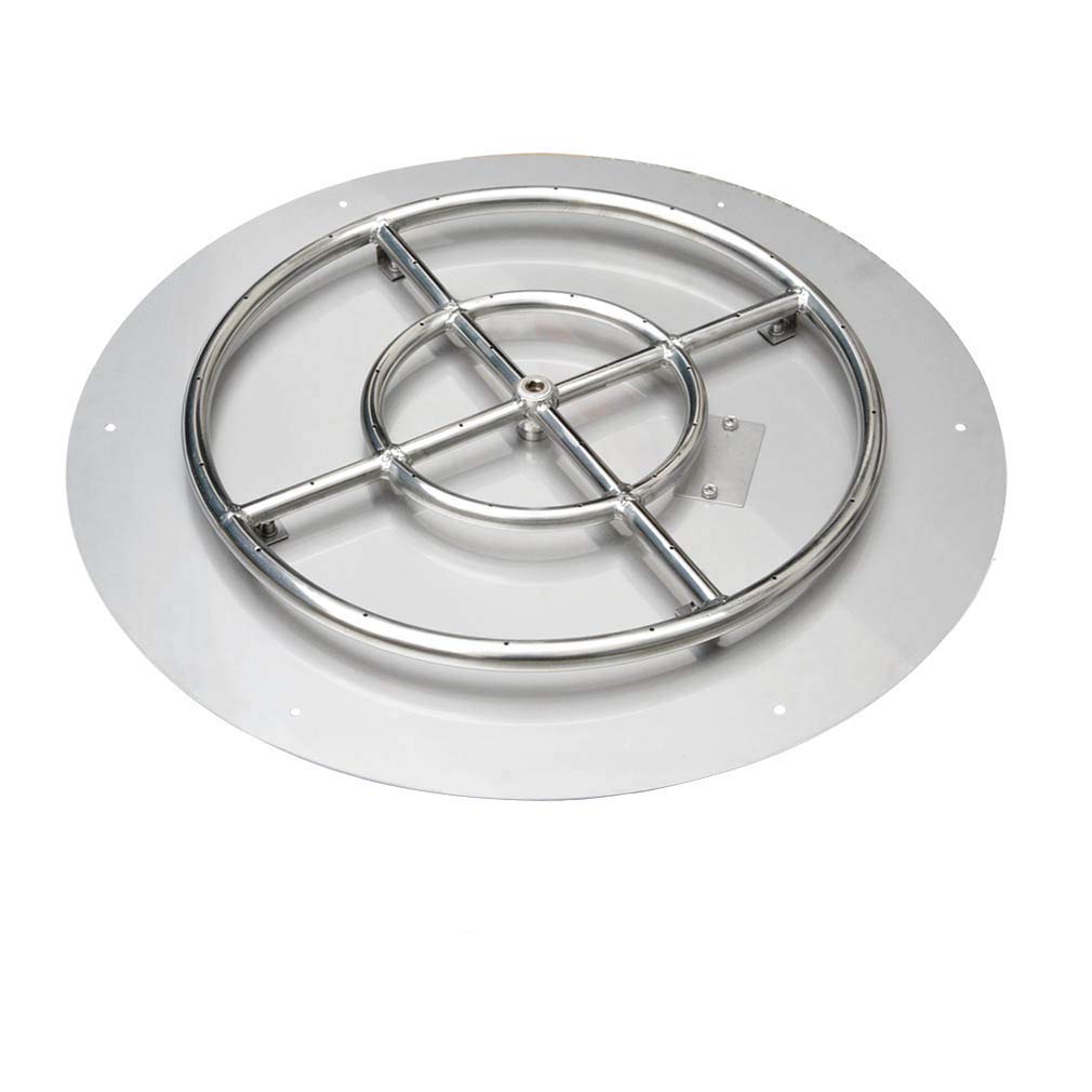 Stanbroil Stainless Steel 30" Round Flat Fire Pit Pan w/24 Fire Burner Ring Installed, BTU 296,000 Max