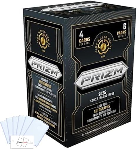 2025 Prizm Club World Cup Soccer Blaster Box with 24 Trading Cards + 6 Toploaders + StreetCards Magnet!