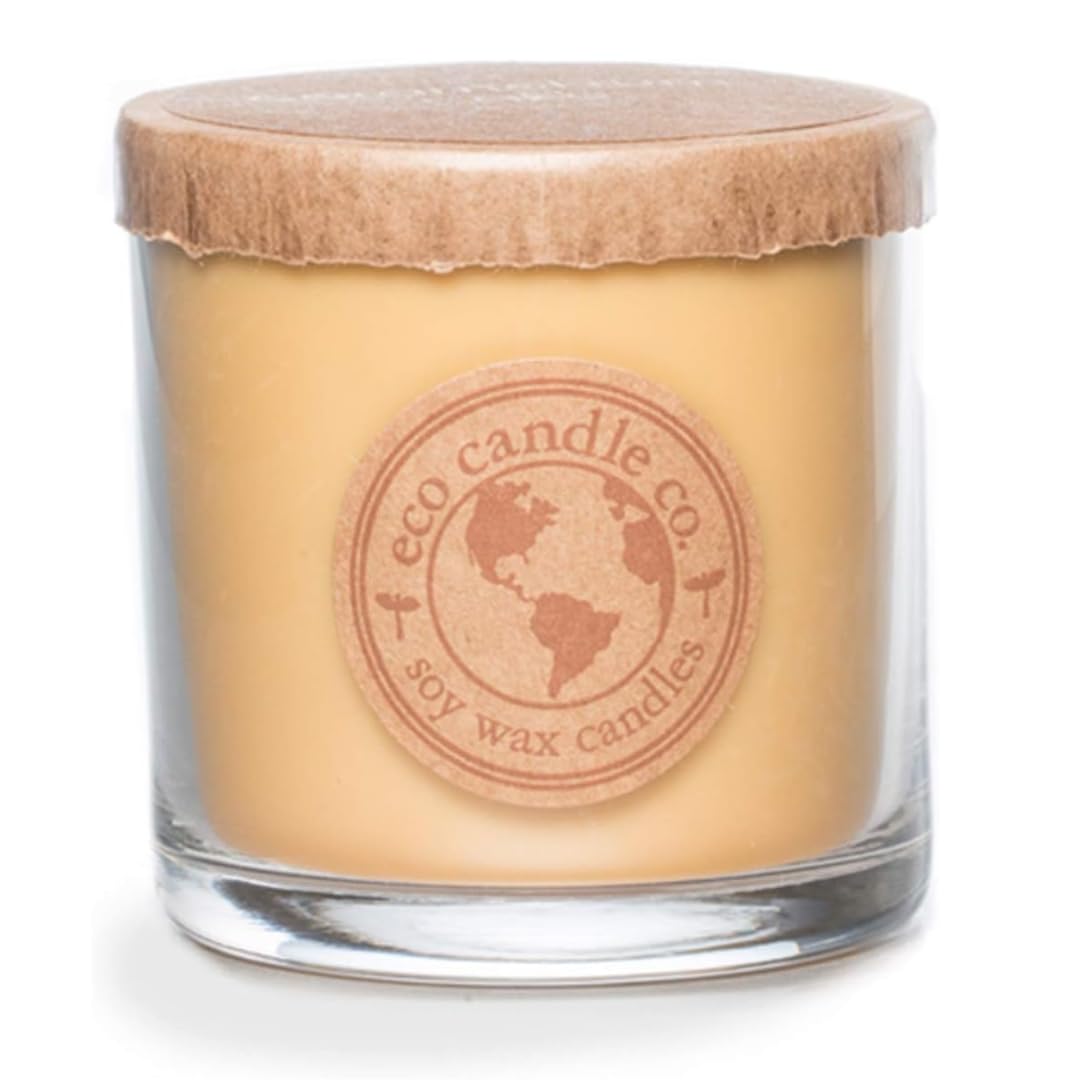 Eco Candle Co. Recycled Candle, Caramel Rum Cake, 6 oz. - Scents of Caramel, Rum, Maple, Almond, Pear, & Vanilla - 100% Soy Wax, No Lead, Kraft Paper Label & Lid, Hand Poured, Midwest Grown Soybeans