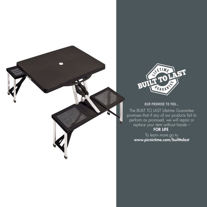 PICNIC TIME NCAA Mississippi State Bulldogs Football Field Folding Picnic Table - Camping Table - Outdoor Table with Umbrella Hole, (Black)