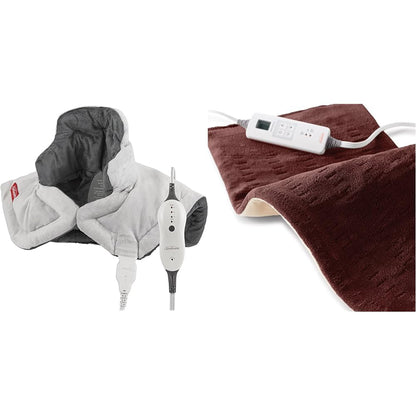 Sunbeam Contoured Heating Pad for Neck & Shoulder Pain Relief with Auto Shut Off Moist Heating Option 22 x 19 Grey