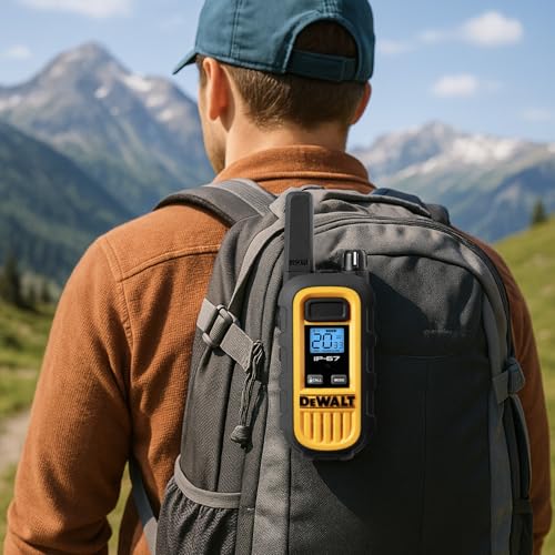DEWALT DXFRS800 FRS Walkie Talkies Long Range 2 Way Radio, 2 Watt, Waterproof & Rechargeable, 2 Pack