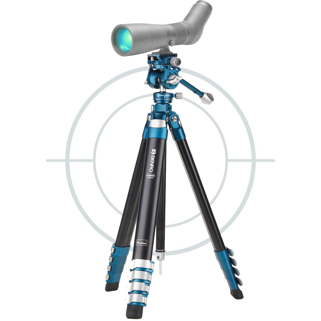 Benro CyanBird Pro Aluminum Lightweight Tripod Kit for Birding & Wildlife for Scopes, Binoculars & Photography, Ball Head, Adjustable Legs, Arca-Swiss Plate, Flip Locks, 61" Max Ht, 8.2lb Payload